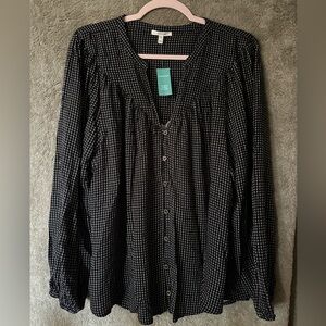 Maurices Black Gingham Button-Down Blouse